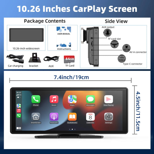 Wireless CarPlay Screen — Apple CarPlay & Android Auto for Any Car, No Installation Needed