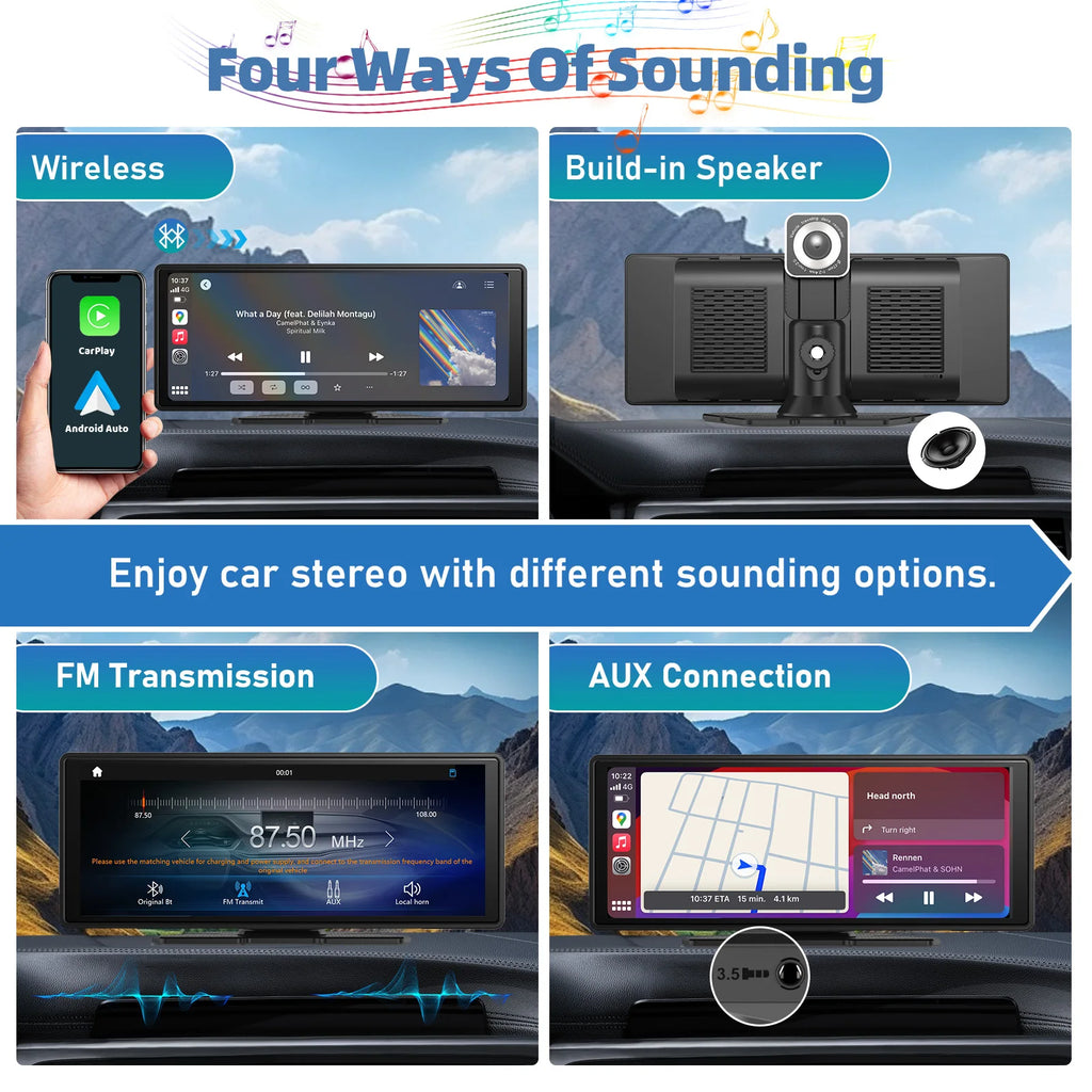 Wireless CarPlay Screen — Apple CarPlay & Android Auto for Any Car, No Installation Needed