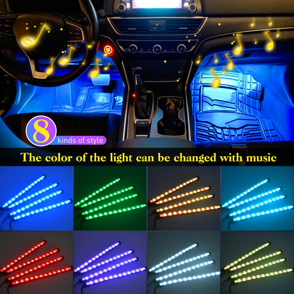 LED Interior Light Kit — Music-Sync Ambient Glow with Remote