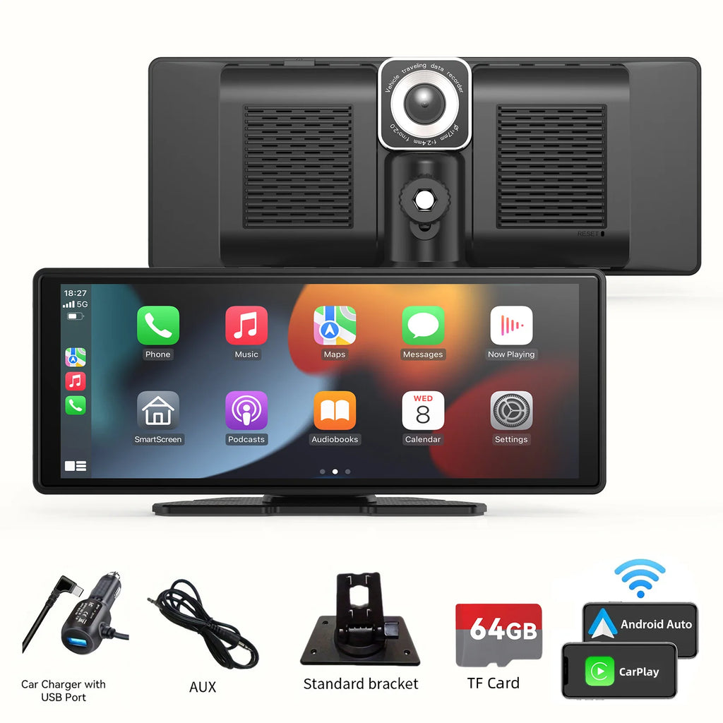 Wireless CarPlay Screen — Apple CarPlay & Android Auto for Any Car, No Installation Needed