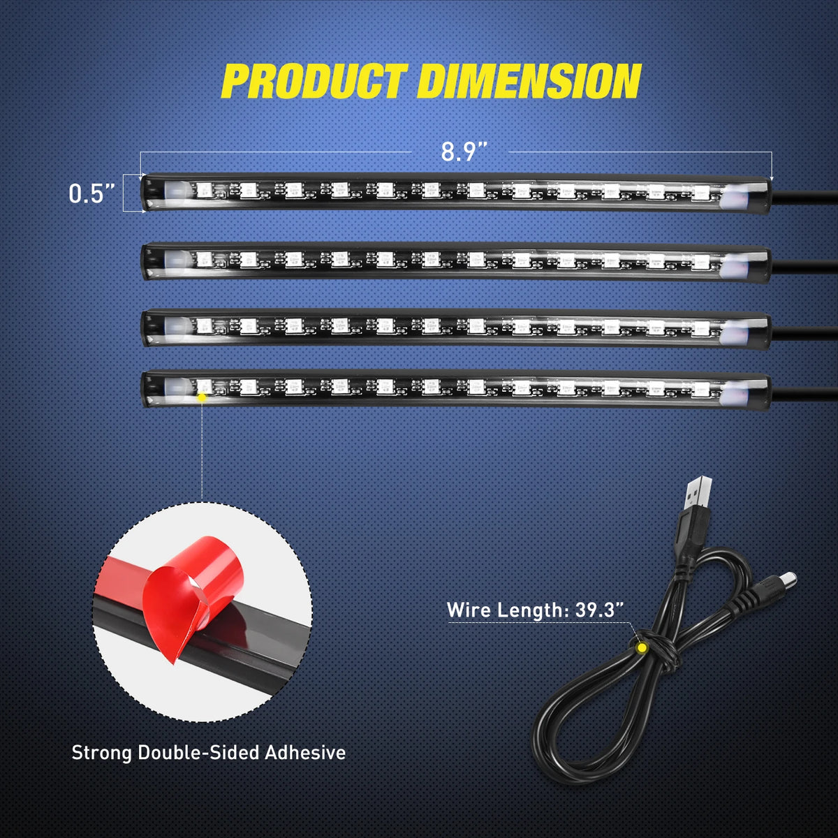 LED Interior Light Kit — Music-Sync Ambient Glow with Remote